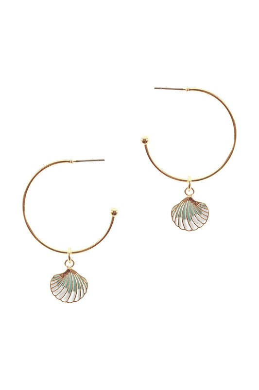 Metal Seashell Hoop Earrings