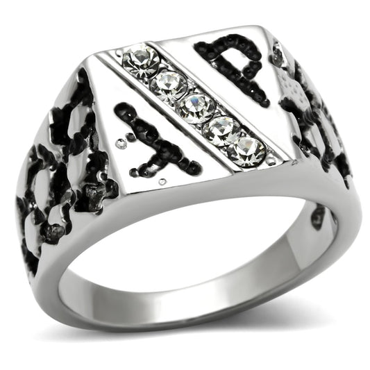 Stainless Steel Ring With Crystals